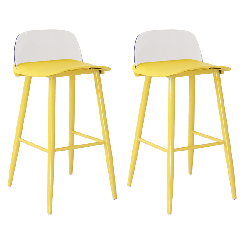 Nordic Armless Backrest Counter Stool Iron Kitchen Bar Stool with Acrylic Seat and Pedal