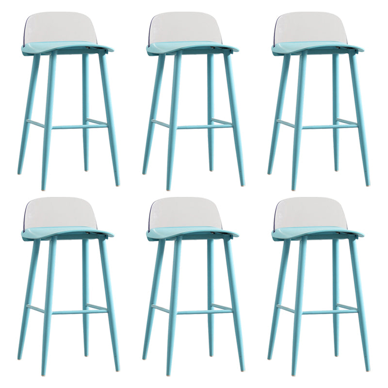 Nordic Armless Backrest Counter Stool Iron Kitchen Bar Stool with Acrylic Seat and Pedal
