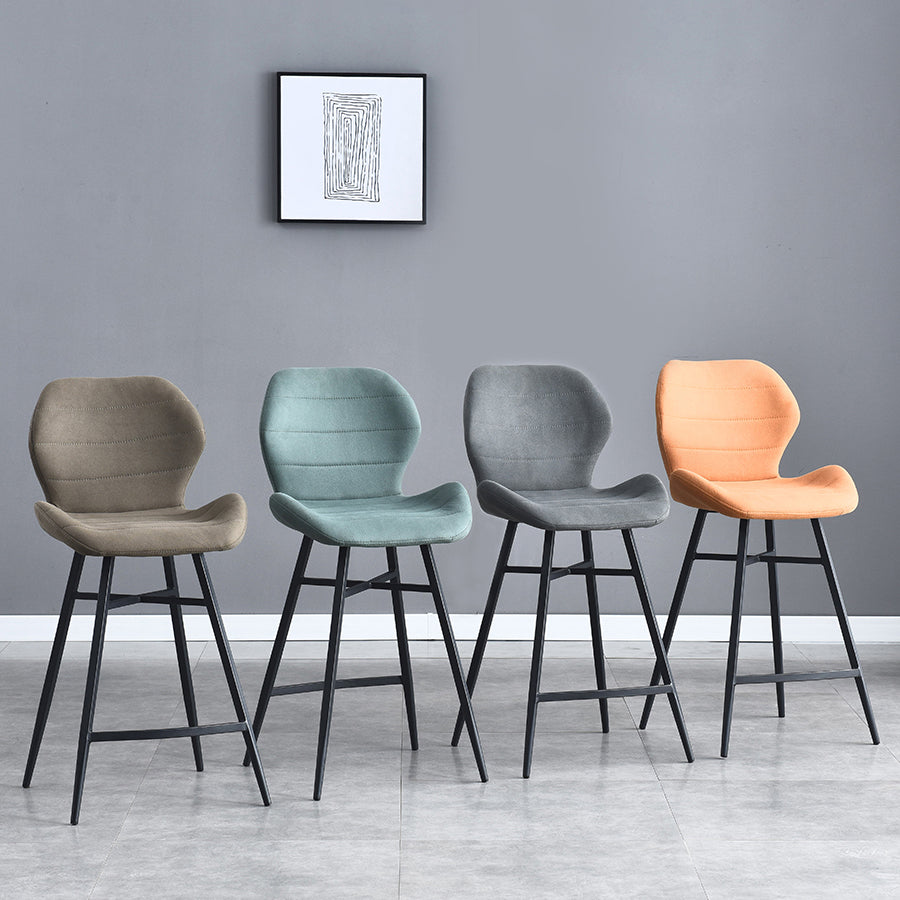 Industrial Style Bar Stool Leather Counter Bar Stool with Metal Legs for Home