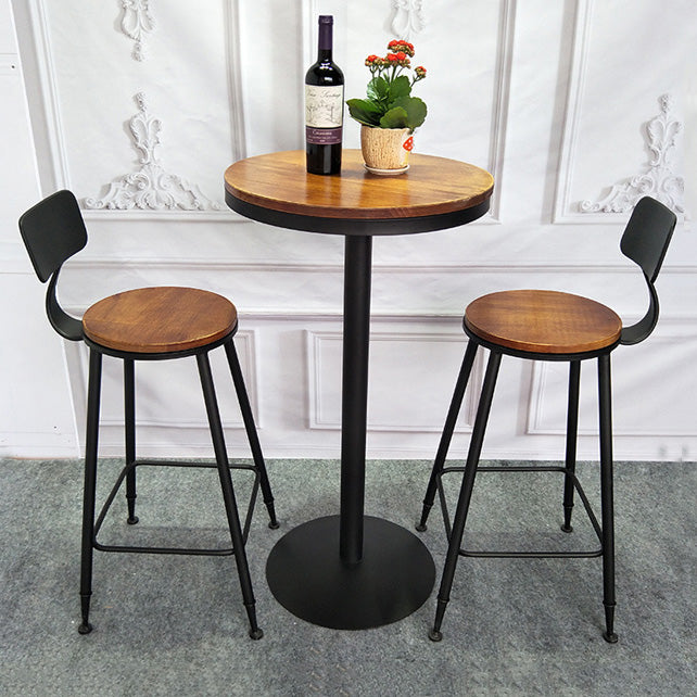 Industrial Style Solid Wood Bar Table Set 1/2/3/4 Pieces Counter Table with High Stools