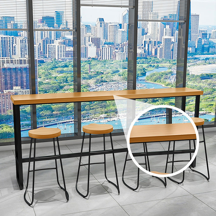 1/5 Pieces Industrial Iron Bar Table Set Rectangle Pine Wood Top Bistro Set with Footrest