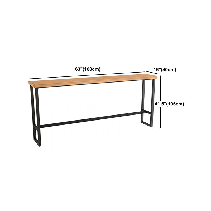 1/5 Pieces Industrial Iron Bar Table Set Rectangle Pine Wood Top Bistro Set with Footrest