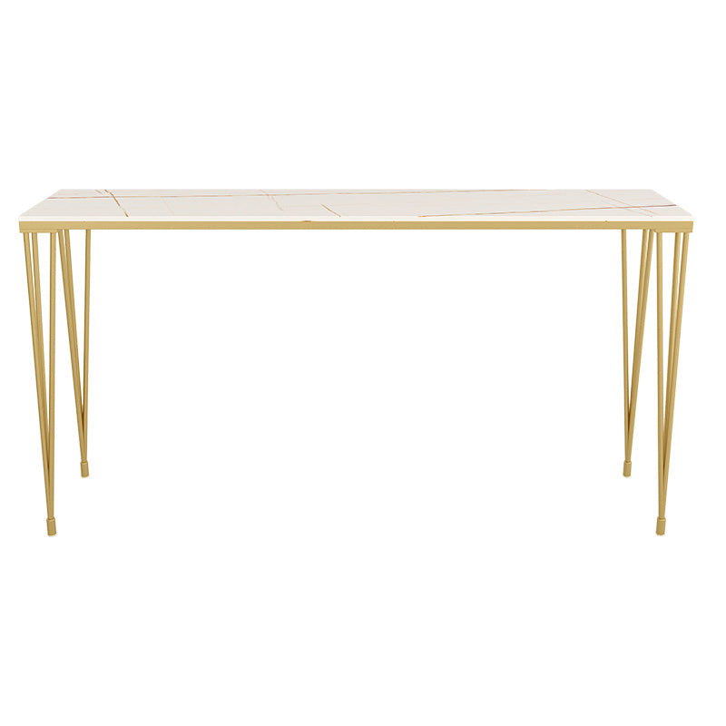 1/7 Pieces Glam Iron Bistro Set Rectangle Bar Table Set with White Stone Top