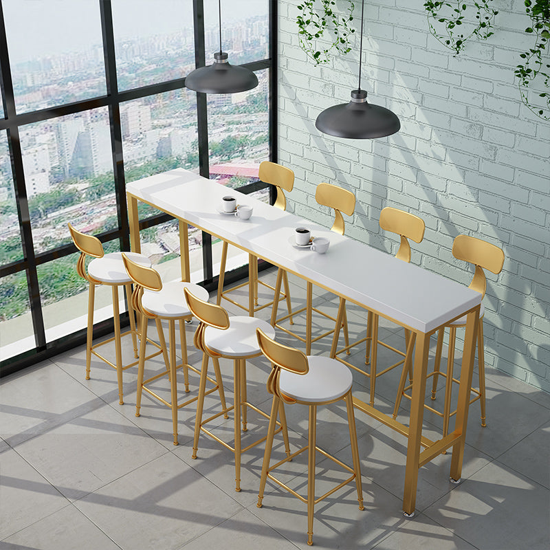 Glam Rectangle Bar Pub Table Set 1/2/5/9 Pieces White and Gold Counter Set