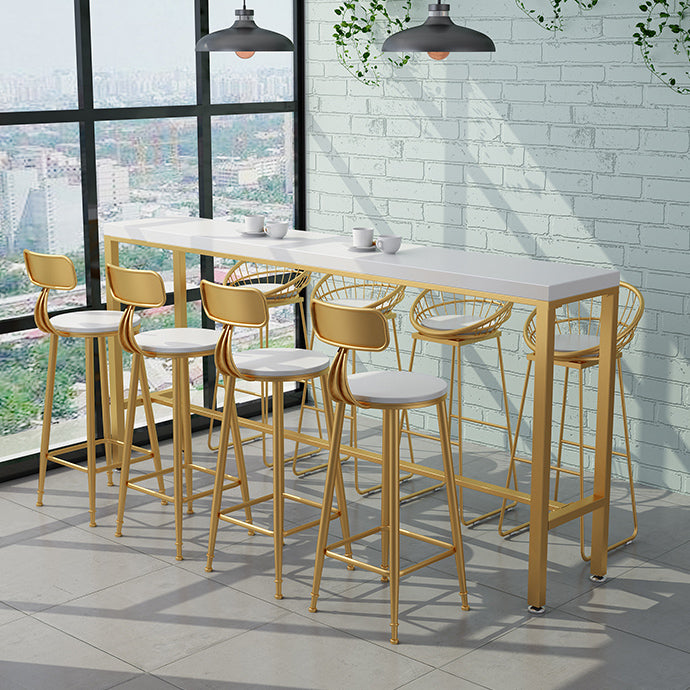 Glam Rectangle Bar Pub Table Set 1/2/5/9 Pieces White and Gold Counter Set