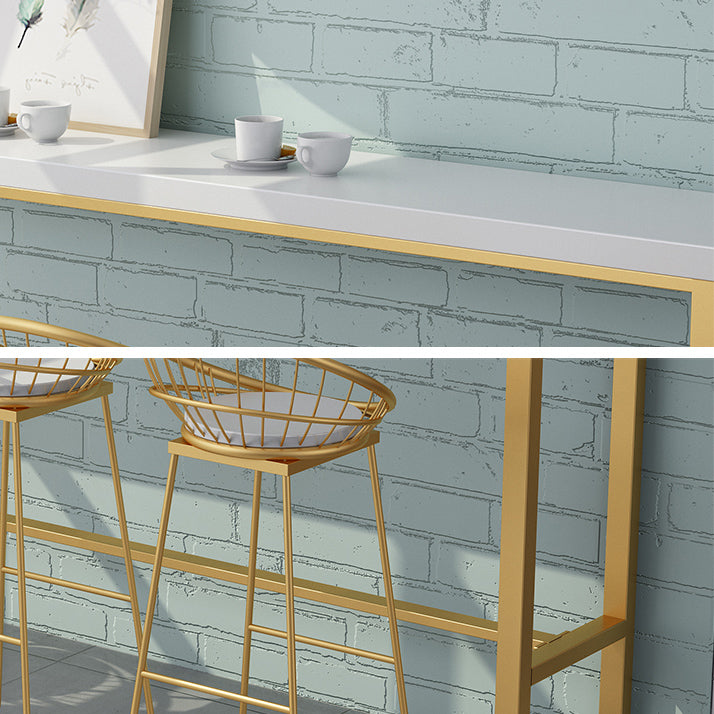 Glam Rectangle Bar Pub Table Set 1/2/5/9 Pieces White and Gold Counter Set