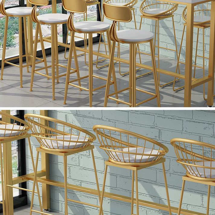 Glam Rectangle Bar Pub Table Set 1/2/5/9 Pieces White and Gold Counter Set