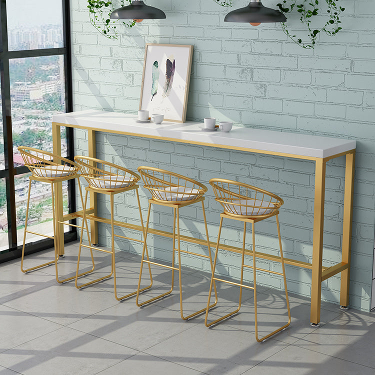 Glam Rectangle Bar Pub Table Set 1/2/5/9 Pieces White and Gold Counter Set