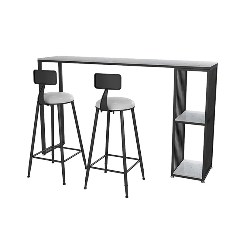 1/3 Pieces Modern Iron Bar Table Set Rectangle White Faux Marble Top Bistro Set with Shelf