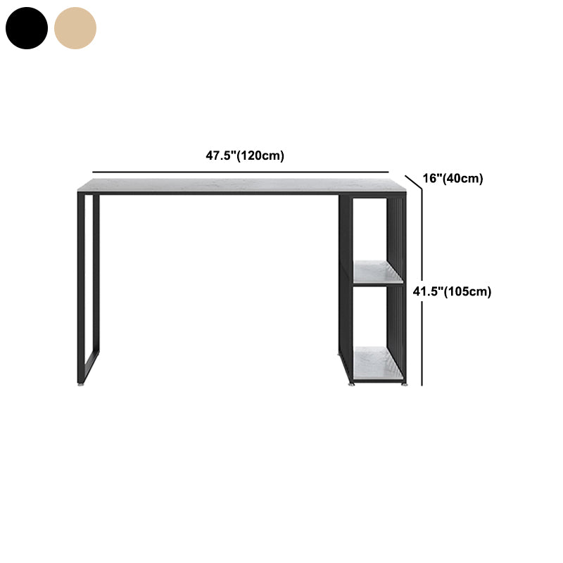 1/3 Pieces Modern Iron Bar Table Set Rectangle White Faux Marble Top Bistro Set with Shelf