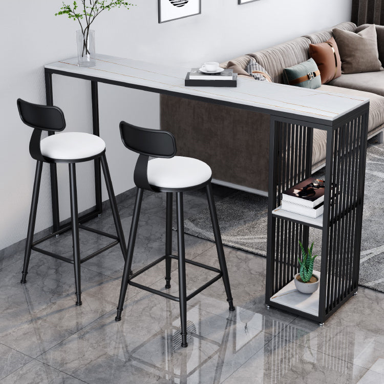 Modern 1/3 Pieces Bar Table Set Rectangle Stone Table with High Stools