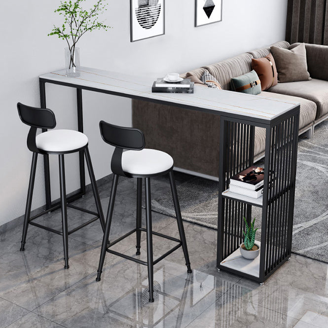 Modern 1/3 Pieces Bar Table Set Rectangle Stone Table with High Stools