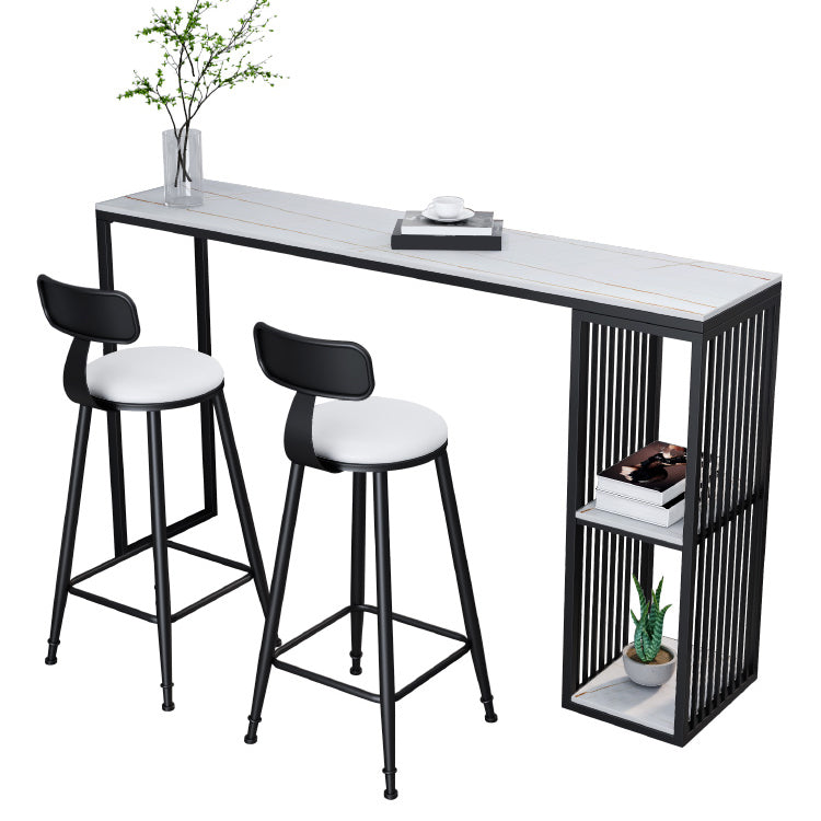 Modern 1/3 Pieces Bar Table Set Rectangle Stone Table with High Stools