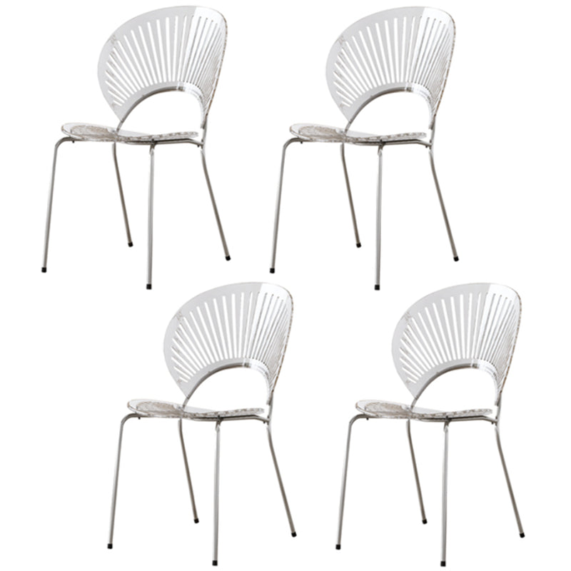 Acrylic Base Dinette Set 1/4/5 Pcs Modern Rectangle Dining Table Set in White