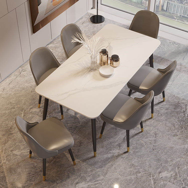 Modern Rectangle Dining Table Set 1/2/5/7 Pieces Stone Top Dinette Set