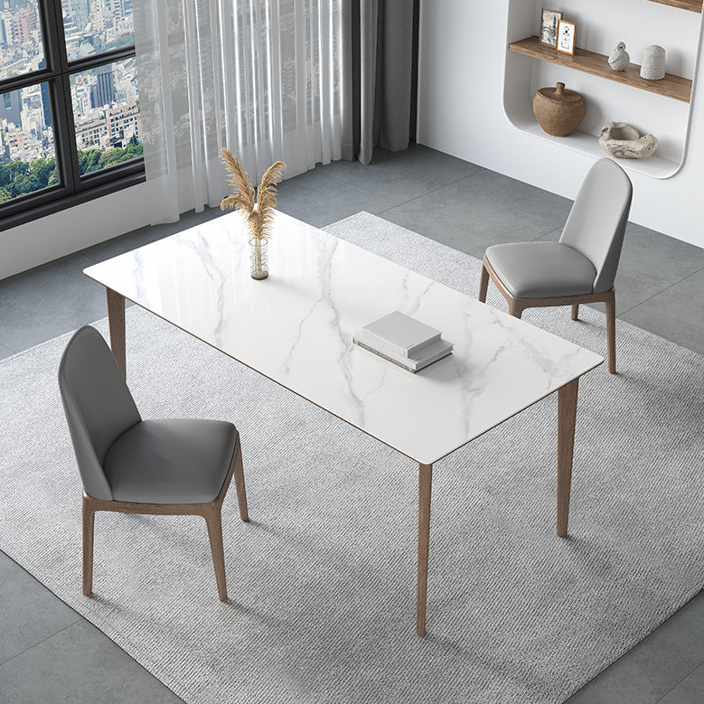 Modern Sintered Stone Top Dining Set Rectangle 1/2/3/4/5/7 Pieces Wooden Table Set