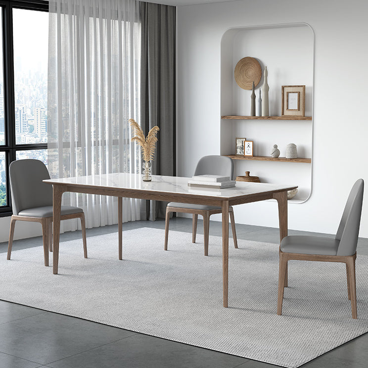 Modern Sintered Stone Top Dining Set Rectangle 1/2/3/4/5/7 Pieces Wooden Table Set