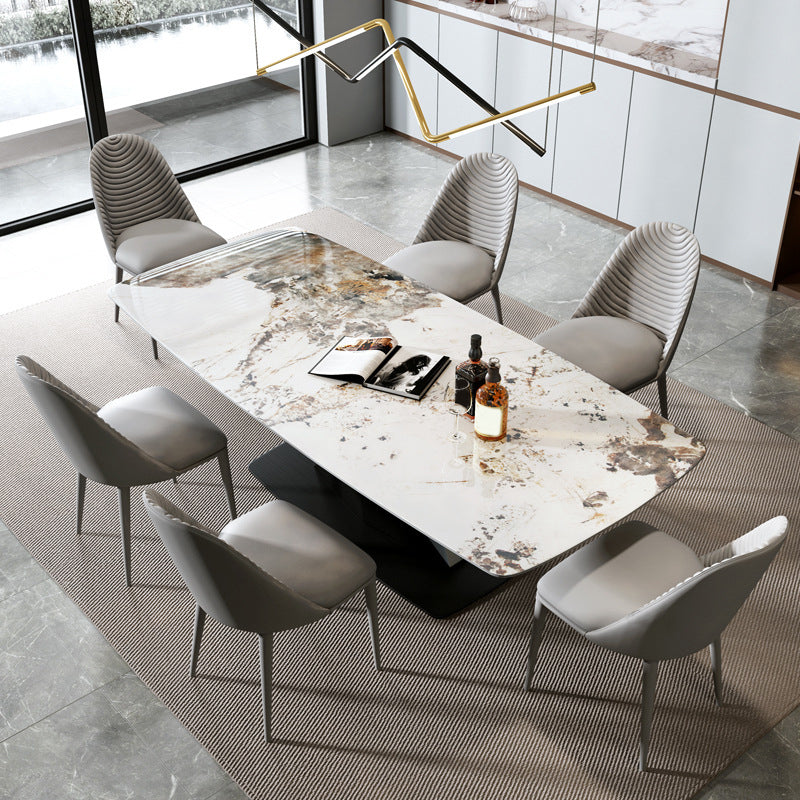 Modern Sintered Stone Top Dining Set Rectangle 1/2/5/7 Pieces Dinette Table Set