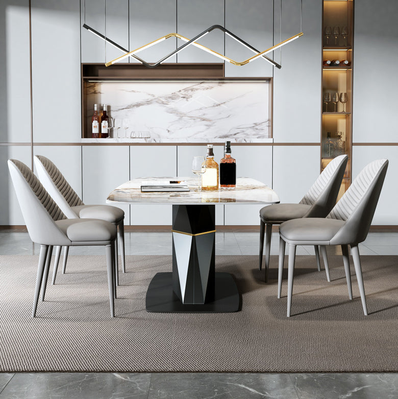 Modern Sintered Stone Top Dining Set Rectangle 1/2/5/7 Pieces Dinette Table Set