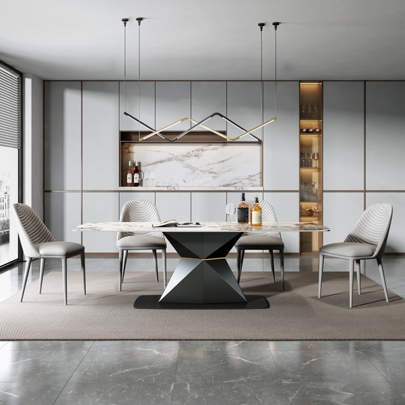 Modern Sintered Stone Top Dining Set Rectangle 1/2/5/7 Pieces Dinette Table Set