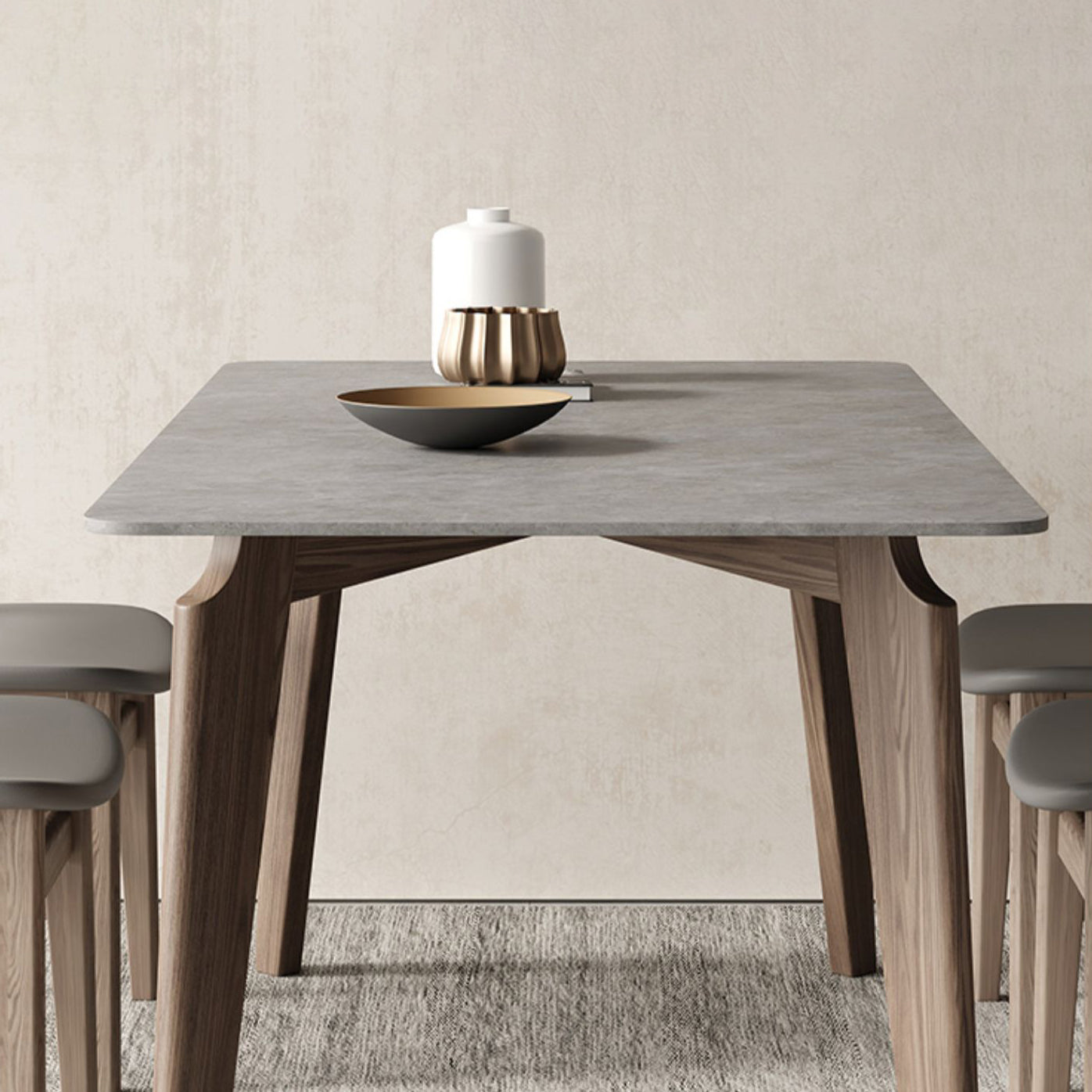 Modern Dining Set 1/3/4/5/6 Pcs Wood Dining Table with Armless Chair