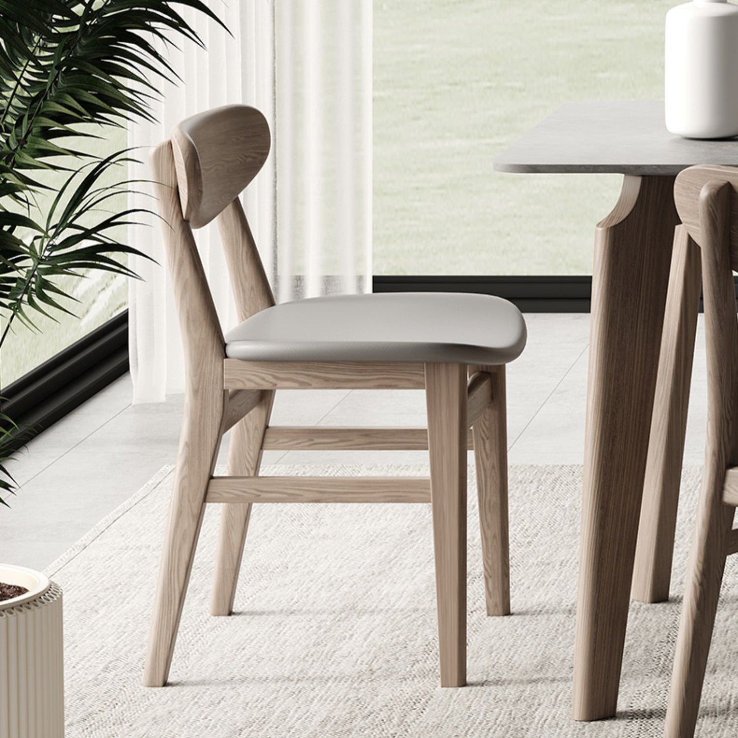 Modern Dining Set 1/3/4/5/6 Pcs Wood Dining Table with Armless Chair