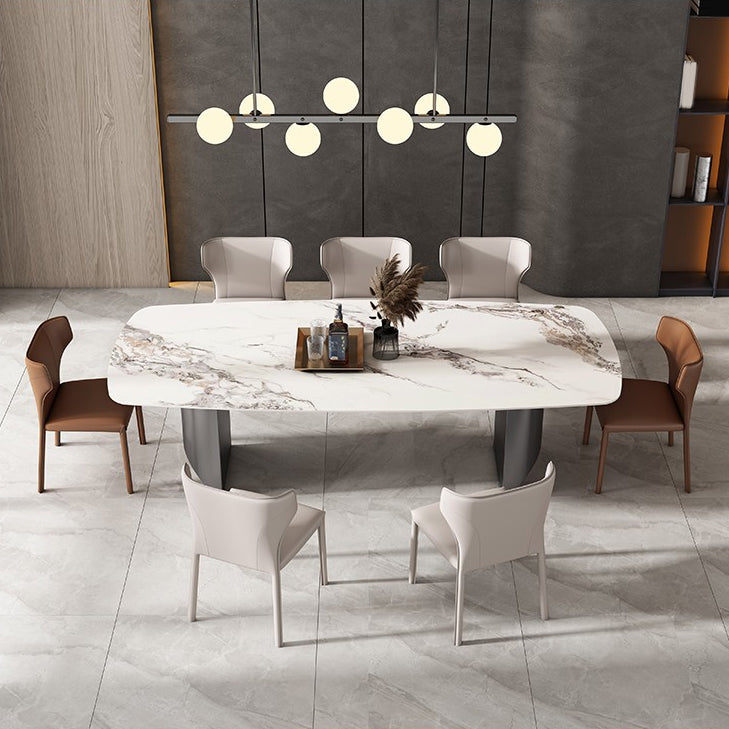 Modern Dining Set 1/4/5/7/8 Pieces with Wingback Chairs and Sintered Stone Dining Table