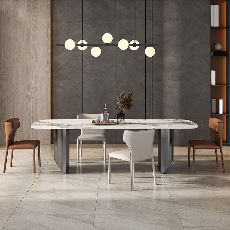 Modern Dining Set 1/4/5/7/8 Pieces with Wingback Chairs and Sintered Stone Dining Table
