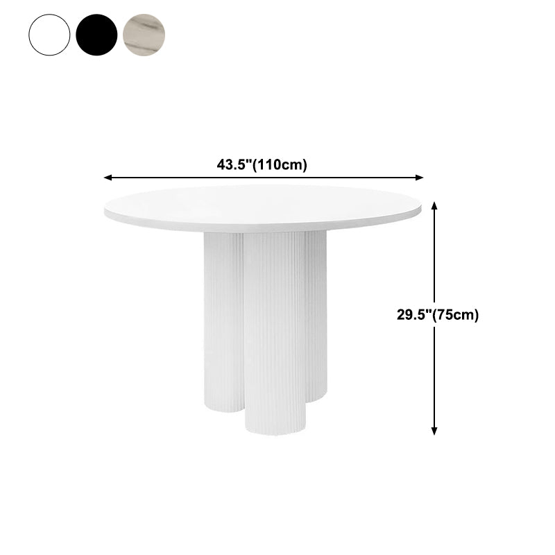 White-Black Round Sintered Stone Dining Table Modern Furniture with Pedestal Base