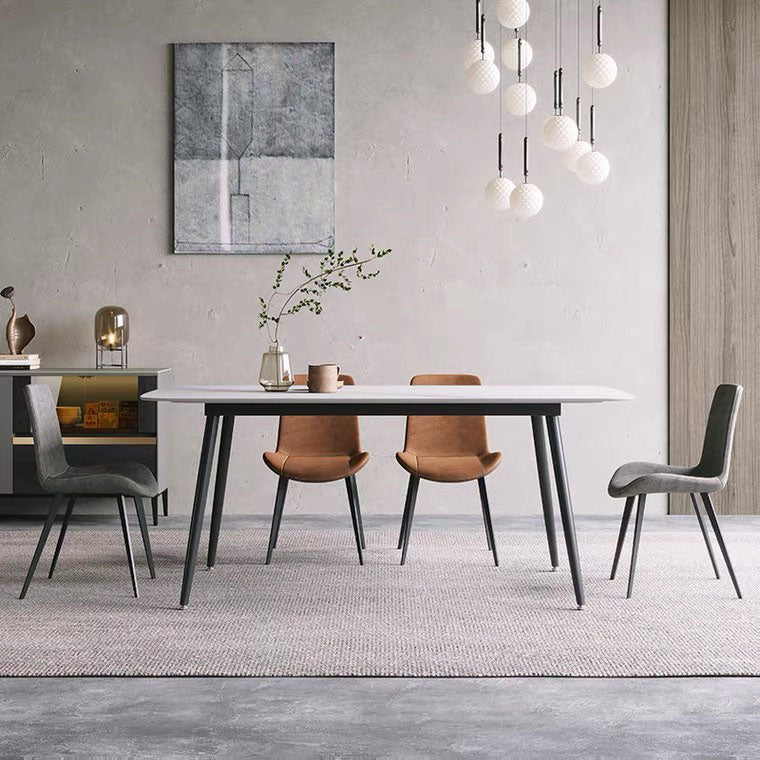 Black Metal Frame Industrial Rectangle Dining Table Sintered Stone Table for Dining Room