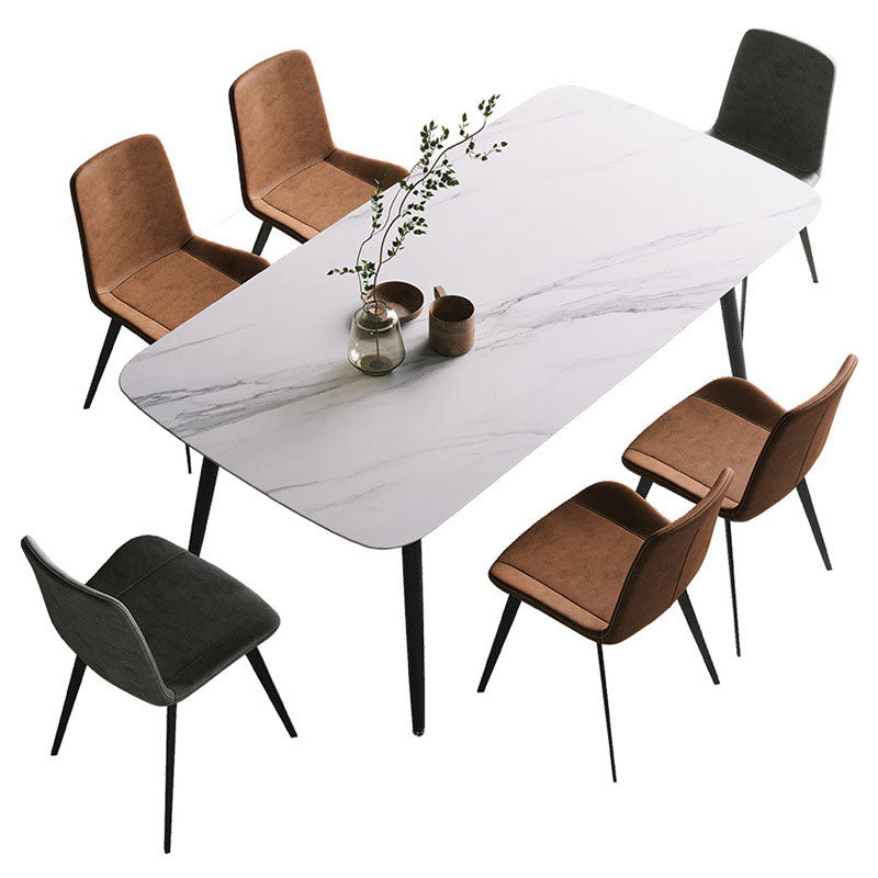 Black Metal Frame Industrial Rectangle Dining Table Sintered Stone Table for Dining Room