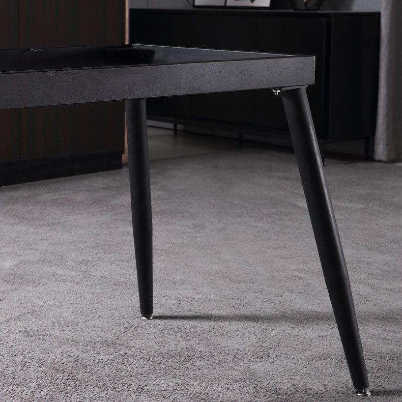 Black Metal Frame Industrial Rectangle Dining Table Sintered Stone Table for Dining Room