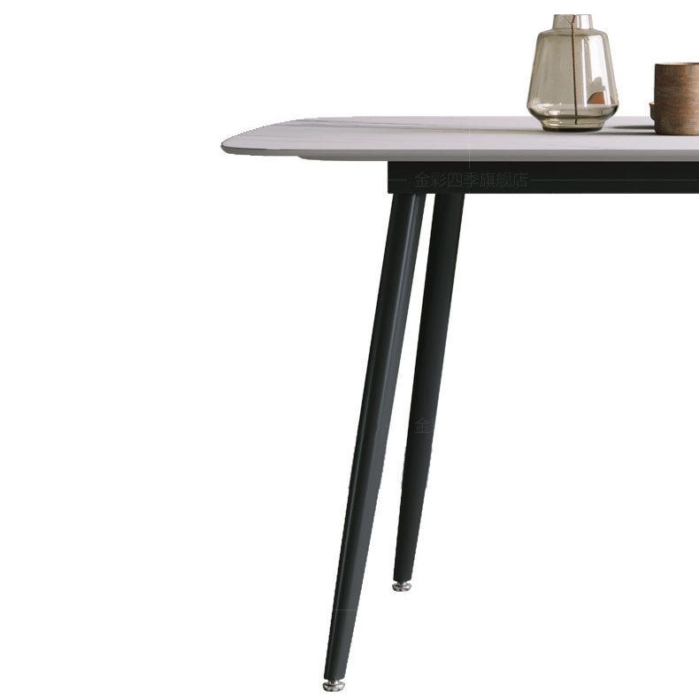 Black Metal Frame Industrial Rectangle Dining Table Sintered Stone Table for Dining Room