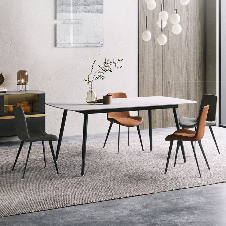 Black Metal Frame Industrial Rectangle Dining Table Sintered Stone Table for Dining Room