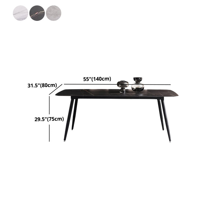 Black Metal Frame Industrial Rectangle Dining Table Sintered Stone Table for Dining Room