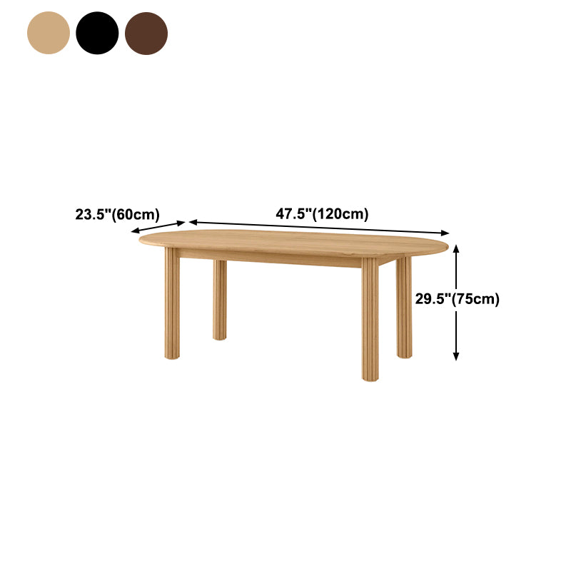 Oval Dining Table Pine Solid Wood Dining Table with 4 Legs for Kitchen