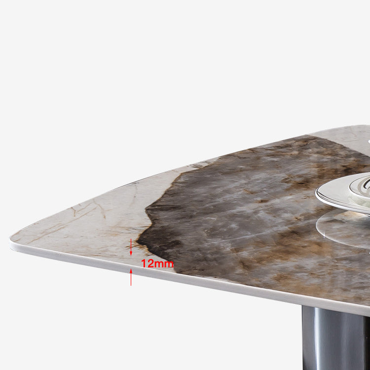 Sintered Stone Table for Restaurant Industrial Rectangle Dining Table with Double Pedestal