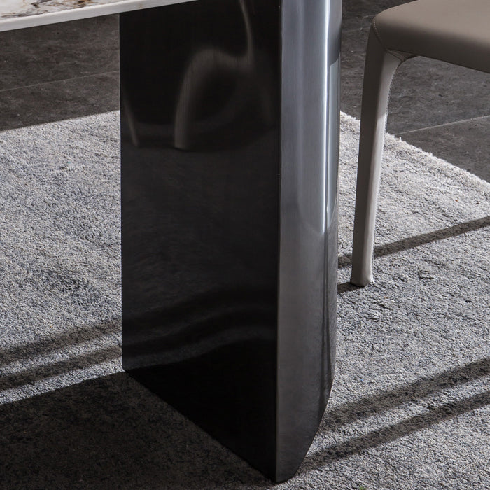 Sintered Stone Table for Restaurant Industrial Rectangle Dining Table with Double Pedestal