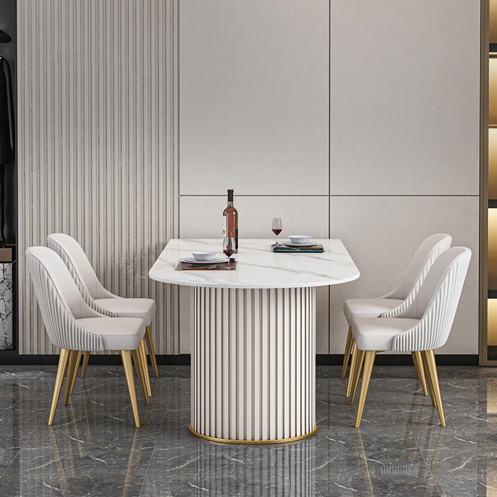 Traditional Luxury Stone Table Double Pedestal Furniture for Dining Room