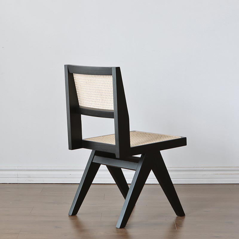 Contemporary Rattan Chair Open Back Dining Side Furniture in Matte Finish for Indoor