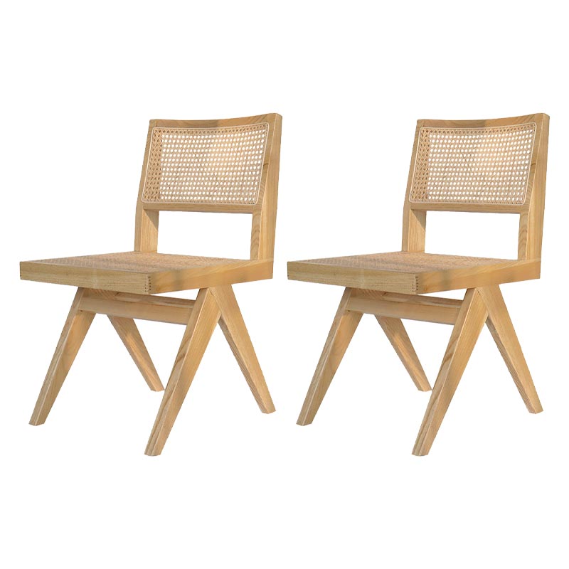 Contemporary Rattan Chair Open Back Dining Side Furniture in Matte Finish for Indoor