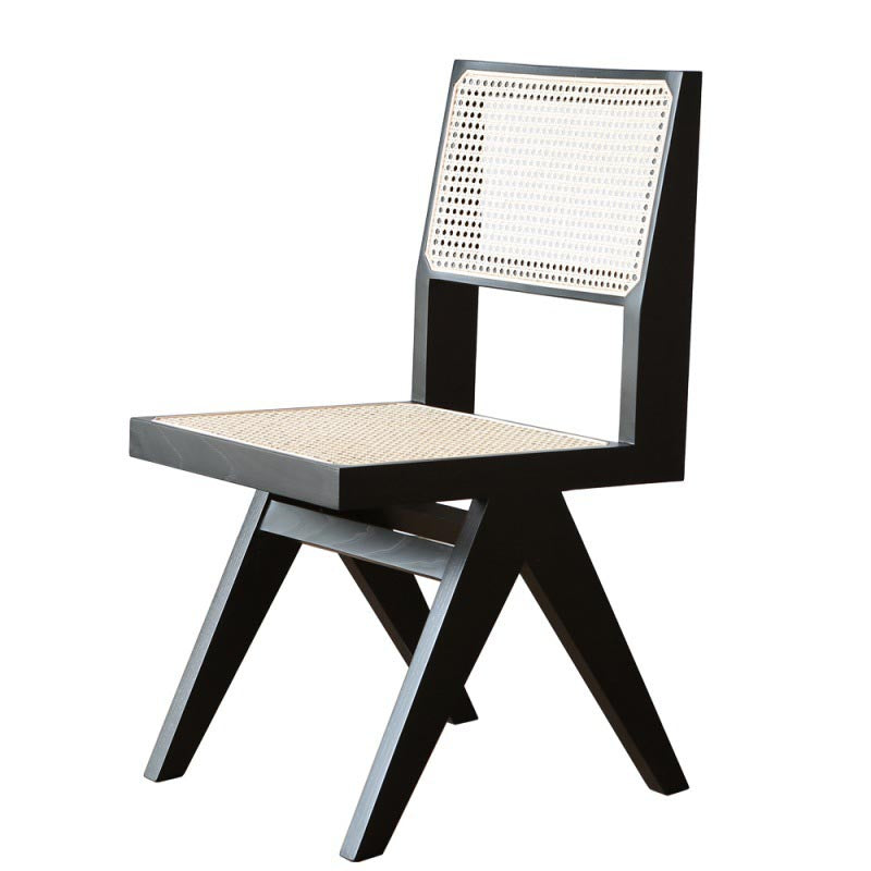 Contemporary Rattan Chair Open Back Dining Side Furniture in Matte Finish for Indoor