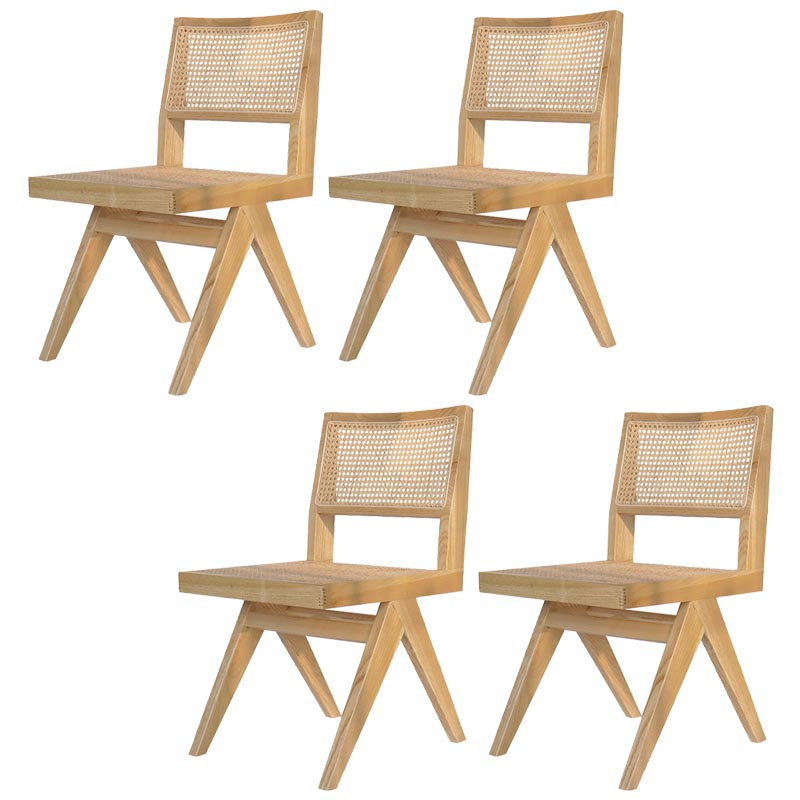 Contemporary Rattan Chair Open Back Dining Side Furniture in Matte Finish for Indoor