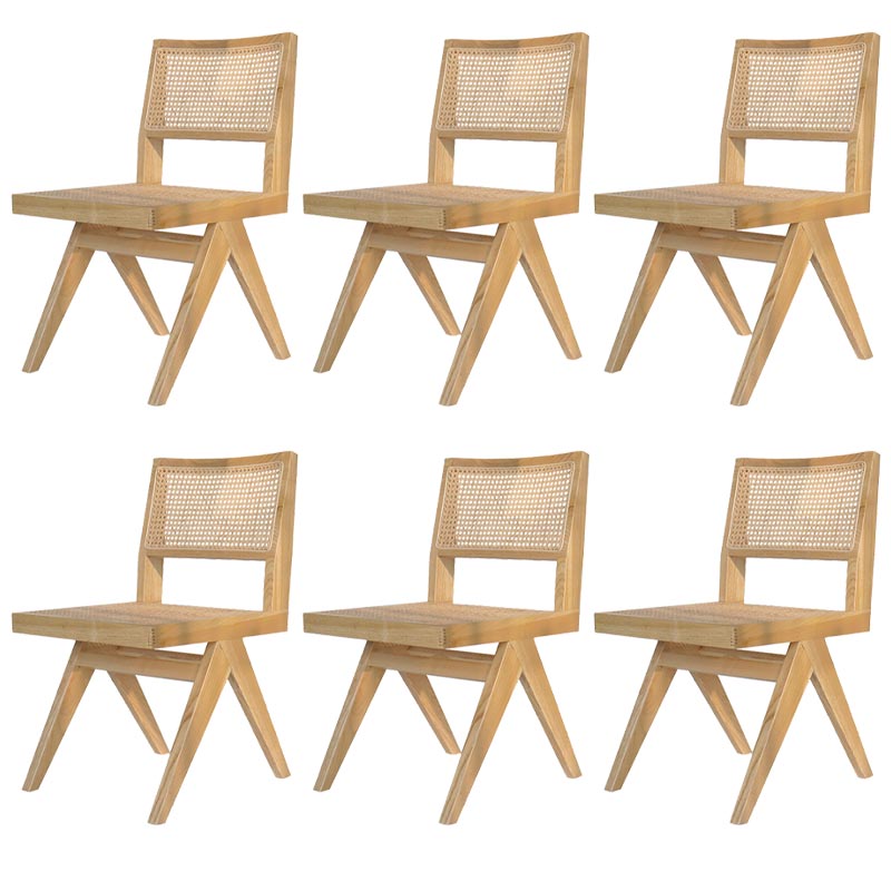 Contemporary Rattan Chair Open Back Dining Side Furniture in Matte Finish for Indoor