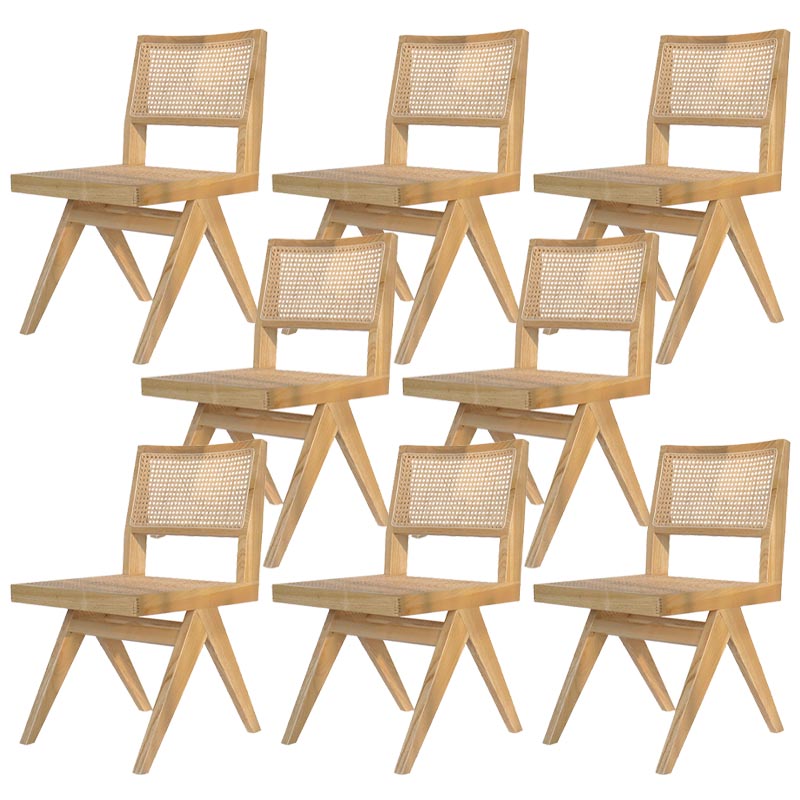 Contemporary Rattan Chair Open Back Dining Side Furniture in Matte Finish for Indoor