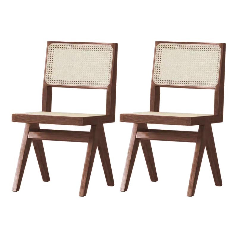 Contemporary Rattan Chair Open Back Dining Side Furniture in Matte Finish for Indoor