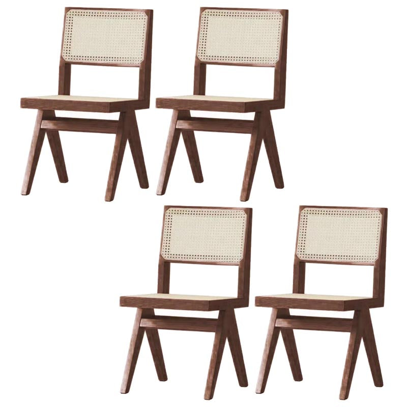 Contemporary Rattan Chair Open Back Dining Side Furniture in Matte Finish for Indoor