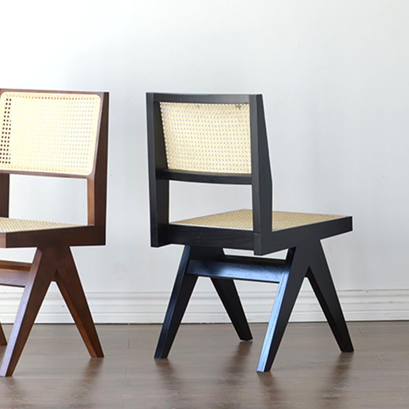 Contemporary Rattan Chair Open Back Dining Side Furniture in Matte Finish for Indoor