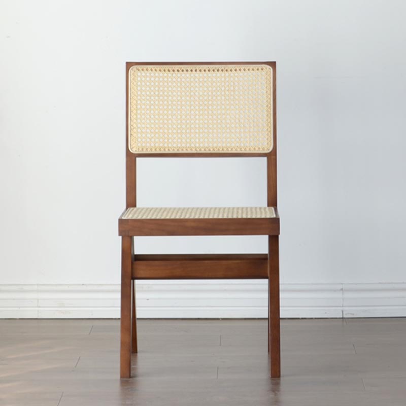 Contemporary Rattan Chair Open Back Dining Side Furniture in Matte Finish for Indoor