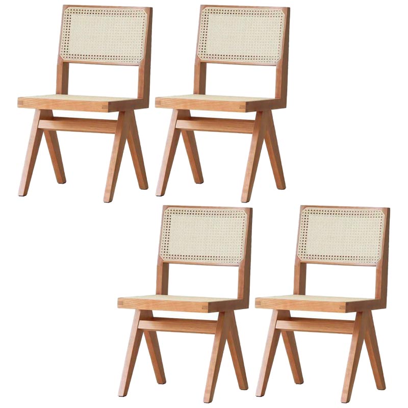 Contemporary Rattan Chair Open Back Dining Side Furniture in Matte Finish for Indoor